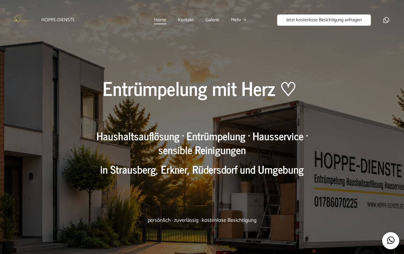 Alte Startseite am Computer: gestaltetes Bild mit Lkw, Text auf dunklem Bild