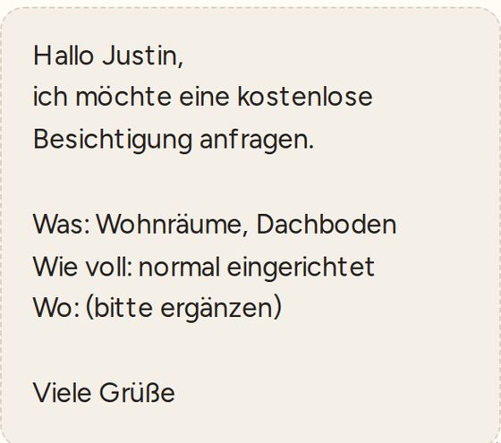 Fertige Nachricht an Justin