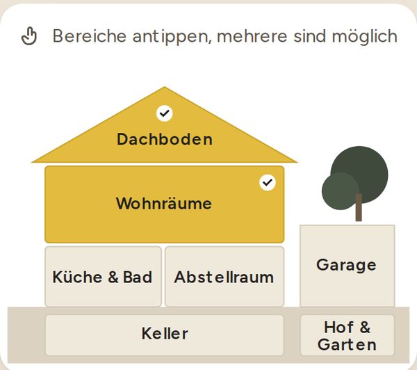 Haus mit antippbaren Bereichen